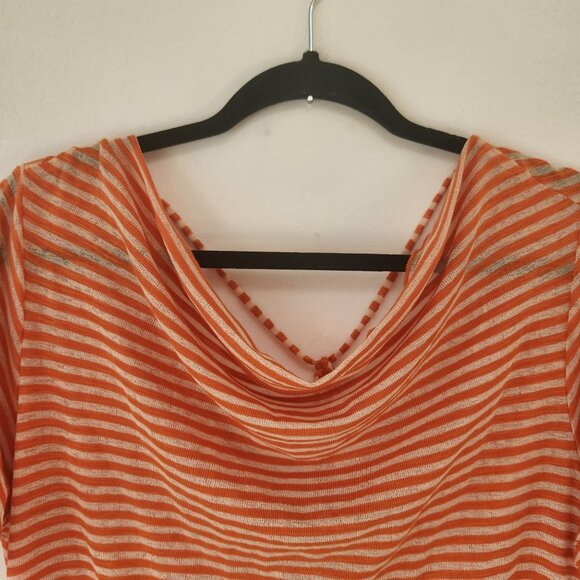 Easel Los Angeles Sheer Striped Boho Short Sleeve Blouse Open Back Women's S - Picture 3 of 8